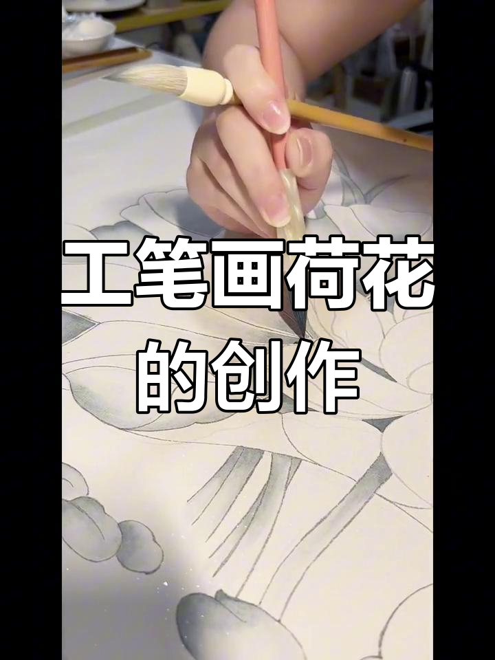 夏日荷花工笔画,细致入微的绘画过程分享
