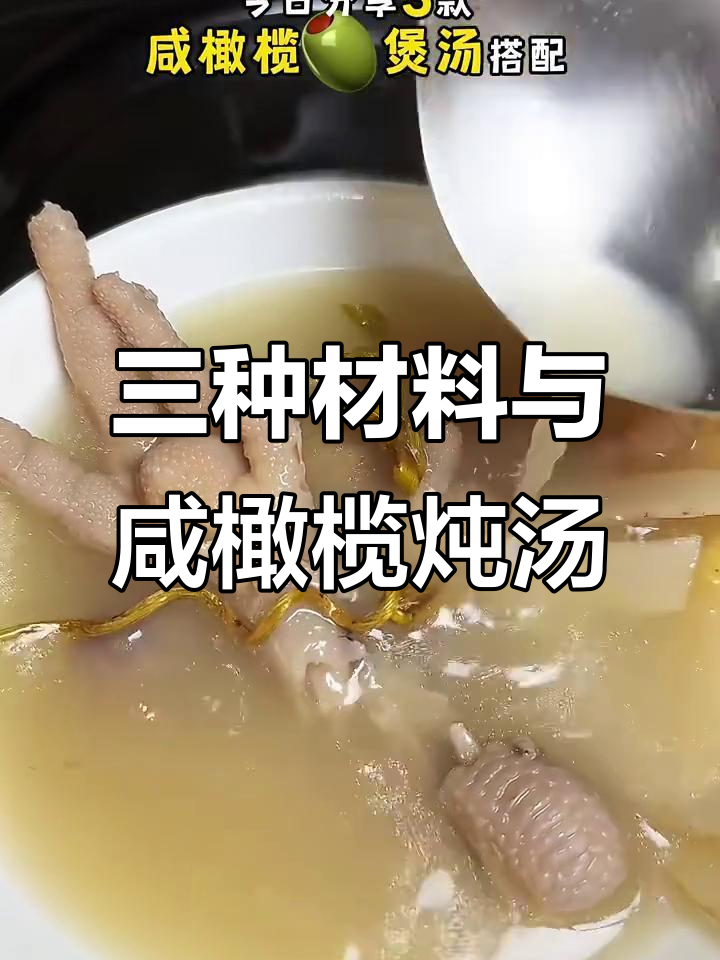 咸橄榄搭配三种食材煲汤,味道更佳