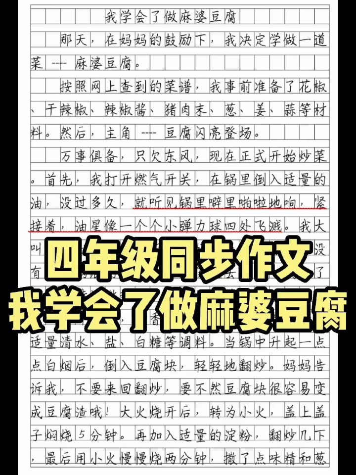 同步作文《我学会了做麻婆豆腐》