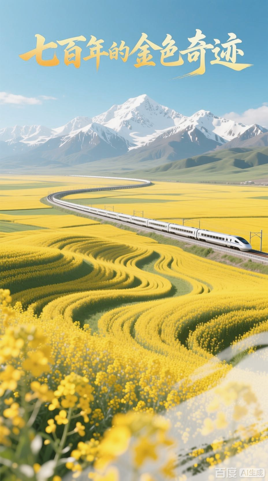 青海门源油菜花景区：3D动画下的金色梦境