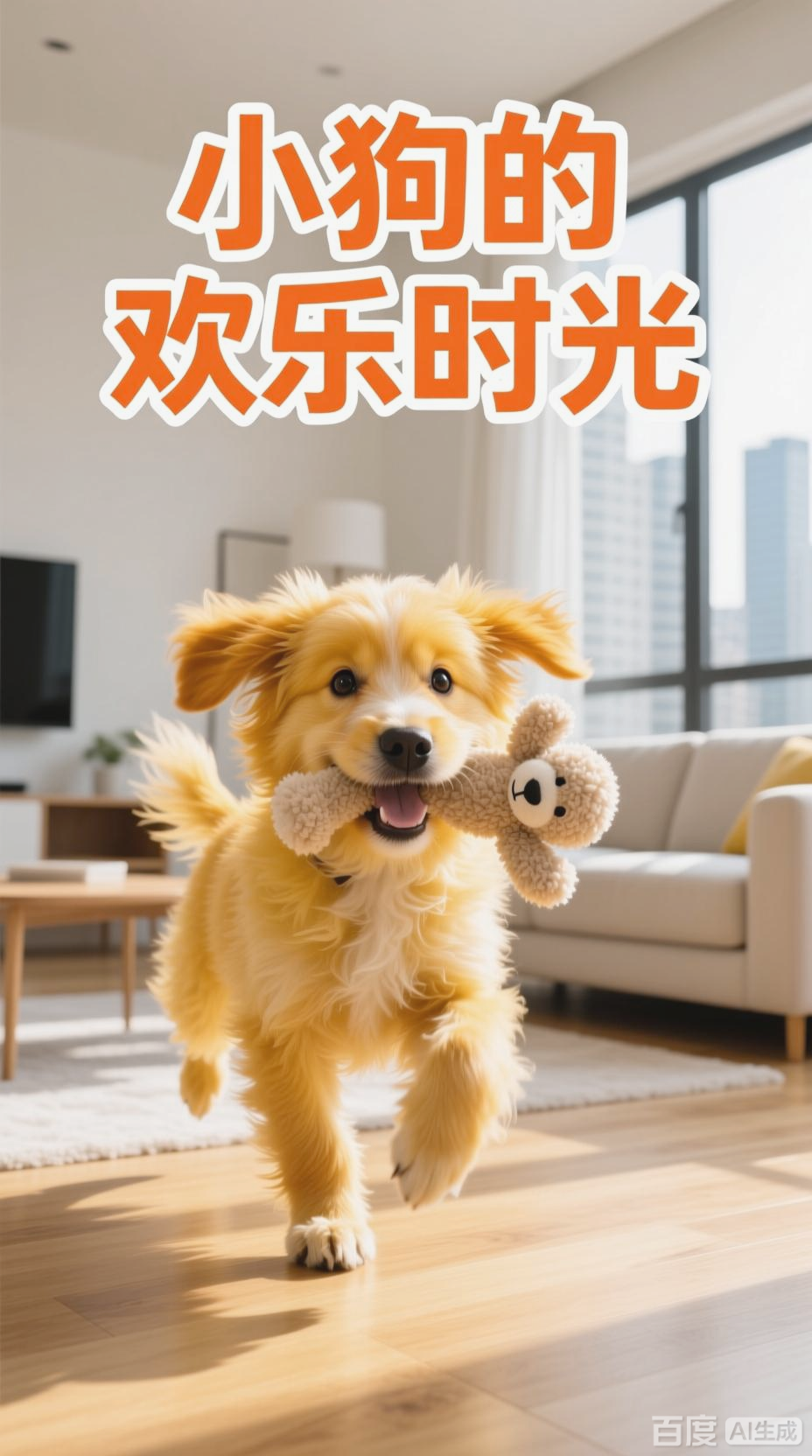 黄色小狗的客厅欢乐时光