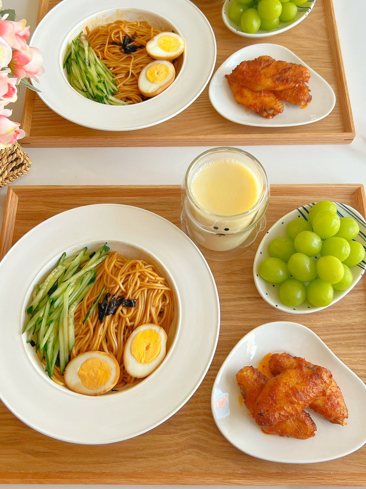 小学生早餐不重样 葱油拌面 奥尔良鸡翅