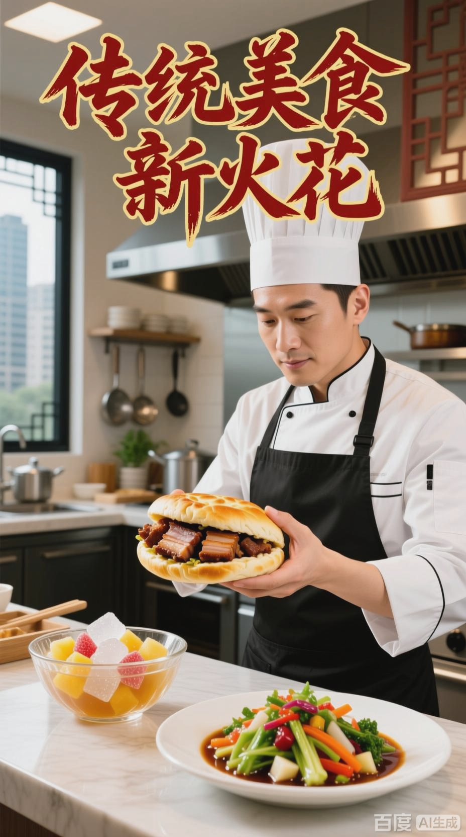 肉夹馍与糖水凉拌菜的搭配