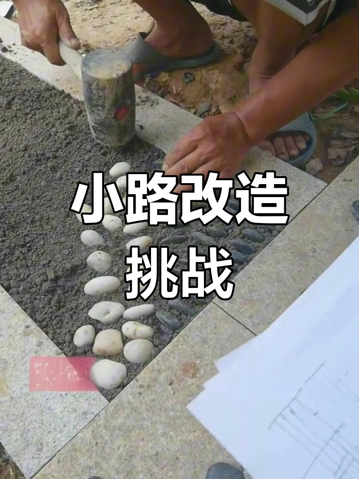 鹅卵石小路初试,效果不错但阎师傅觉得还得改进