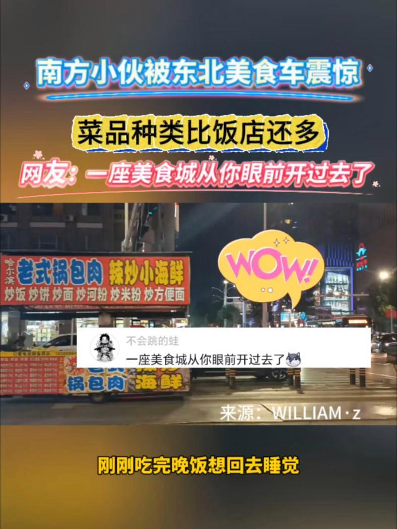 南方小伙被东北美食车震惊 菜品种类比饭店还多!网友:一座美食城从你眼前开过去了