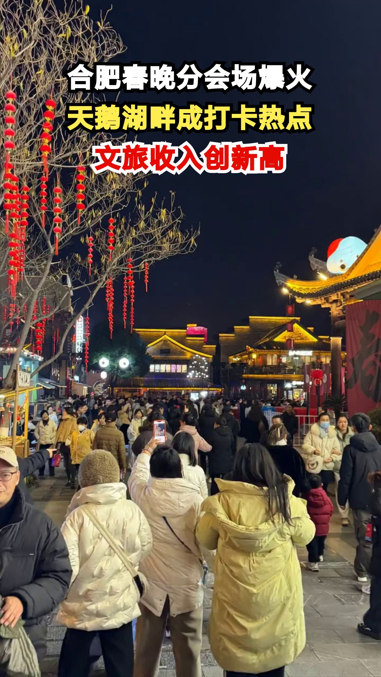 央视春晚点亮合肥,天鹅湖畔人潮涌动,这个春节你去打卡了吗?