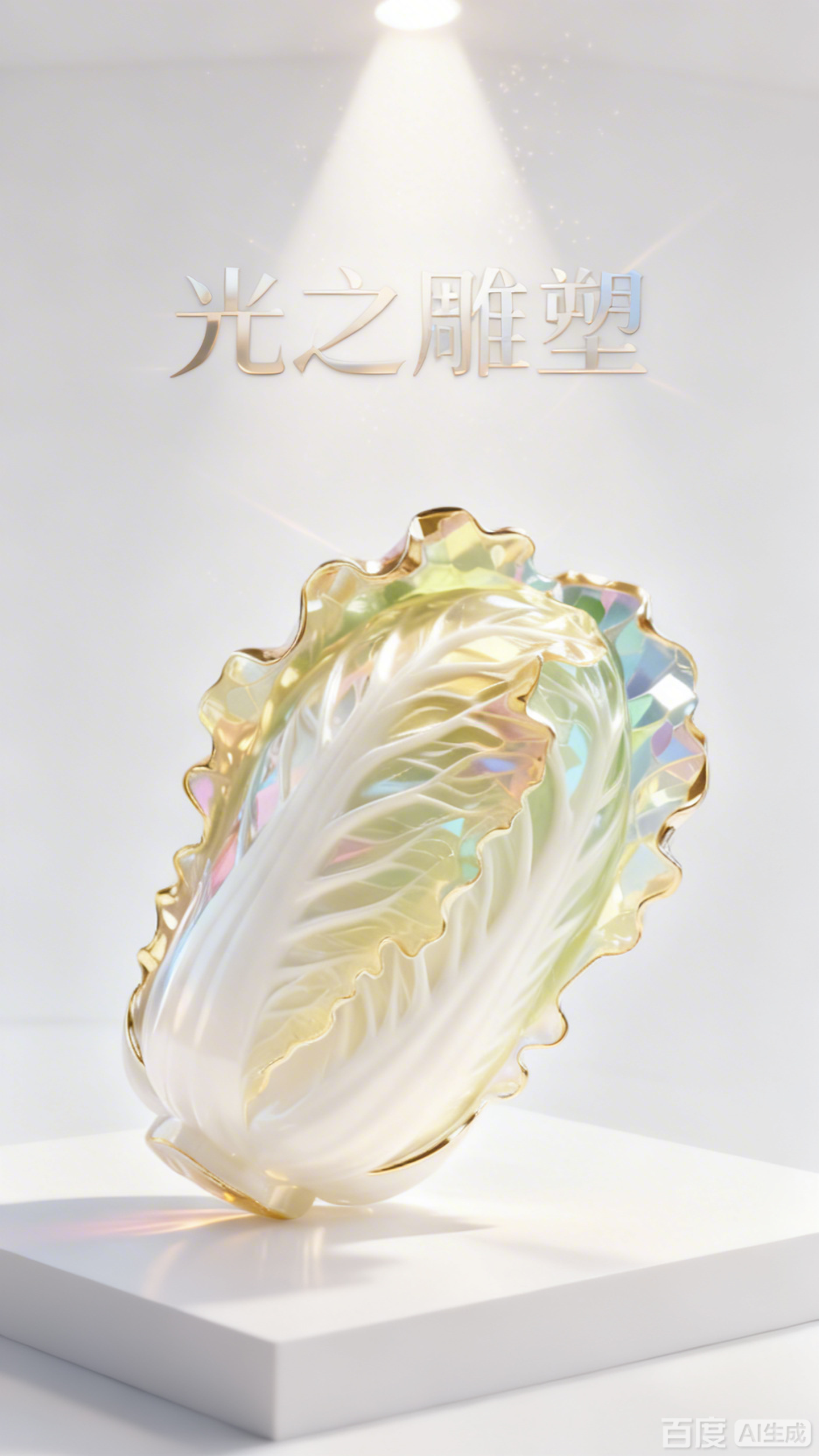 超写实水晶金边白菜艺术品