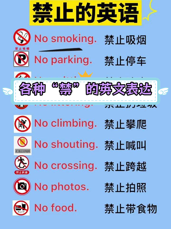 常见禁止标志,英语怎么说?