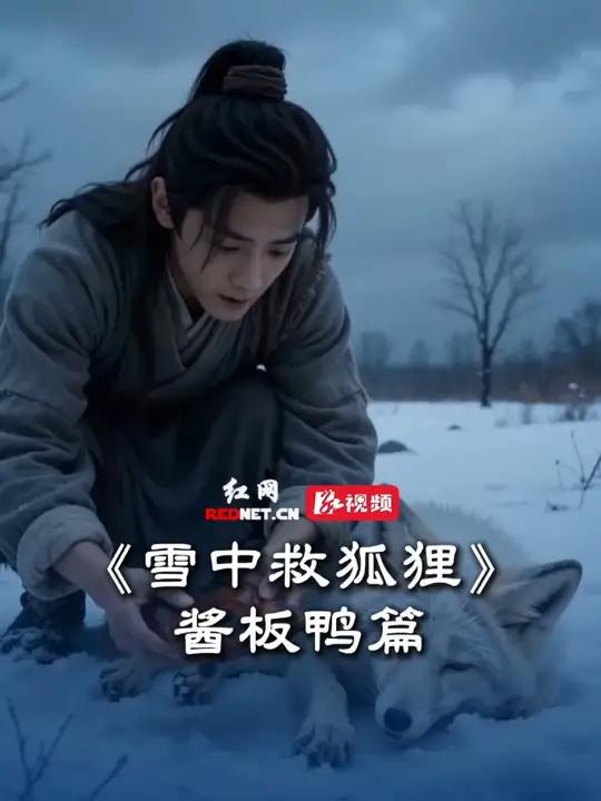 《雪中救狐狸》酱板鸭篇|友情提示:湖南酱板鸭不辣不好吃(视频内容为AI生成)