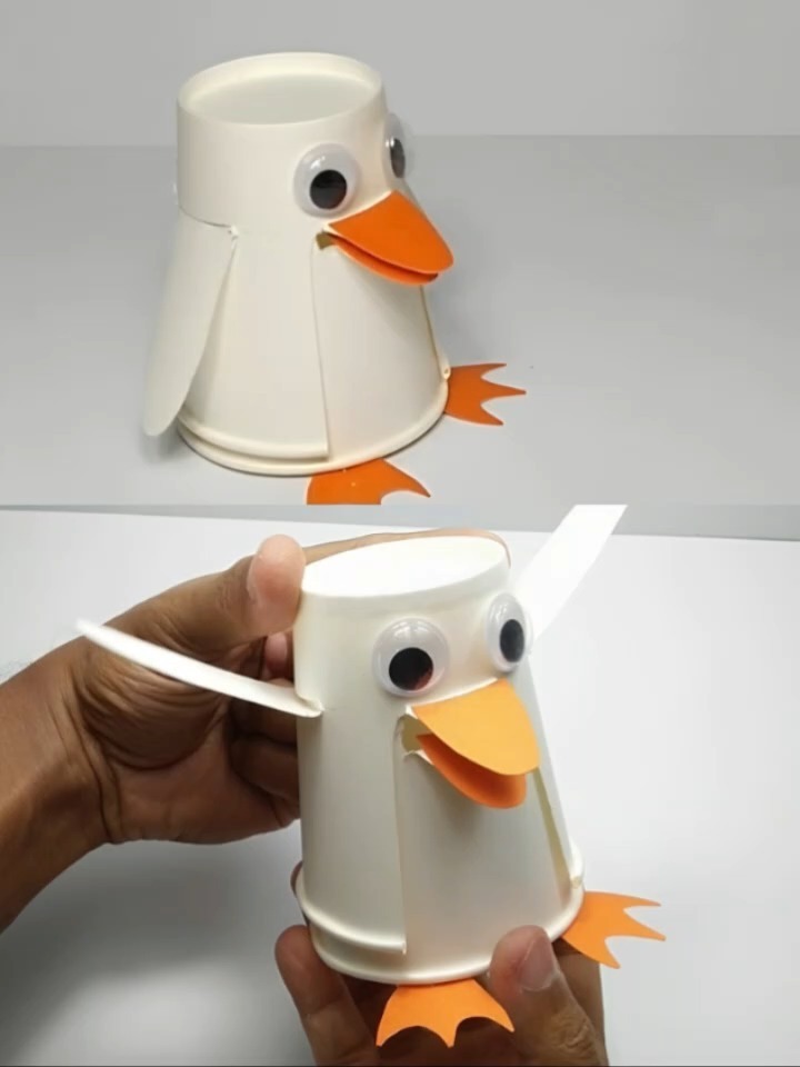 纸杯手工企鹅,和孩子一起做的手工