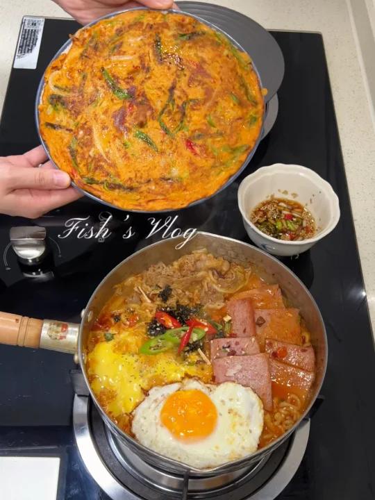 二人食|韩式泡菜饼外焦里嫩好吃不油腻!