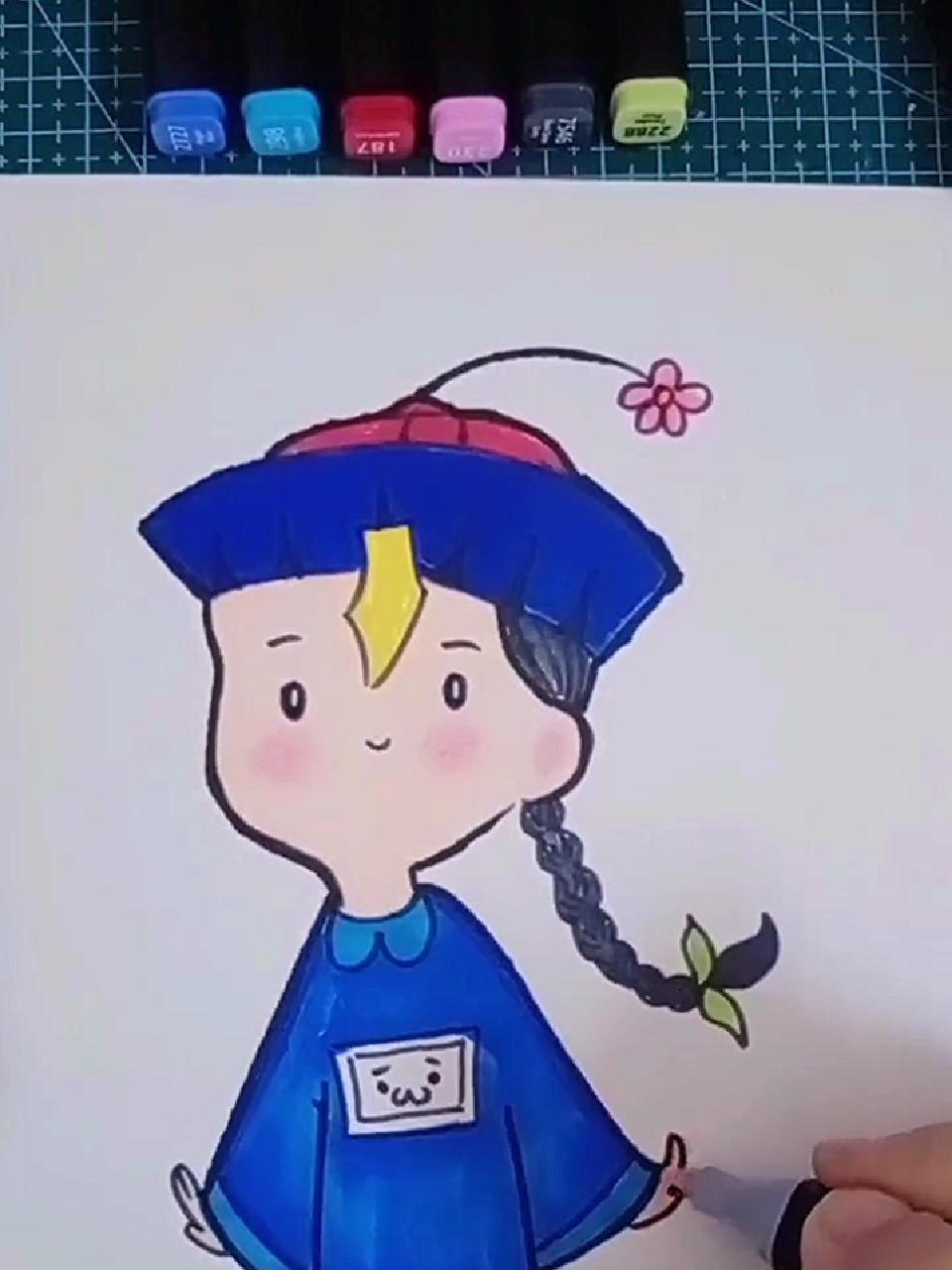 马克笔 一起学画画 亲子简笔画 每日一画 马克笔绘画 宝妈们快快和咱家宝贝一起画僵僵僵小鱼