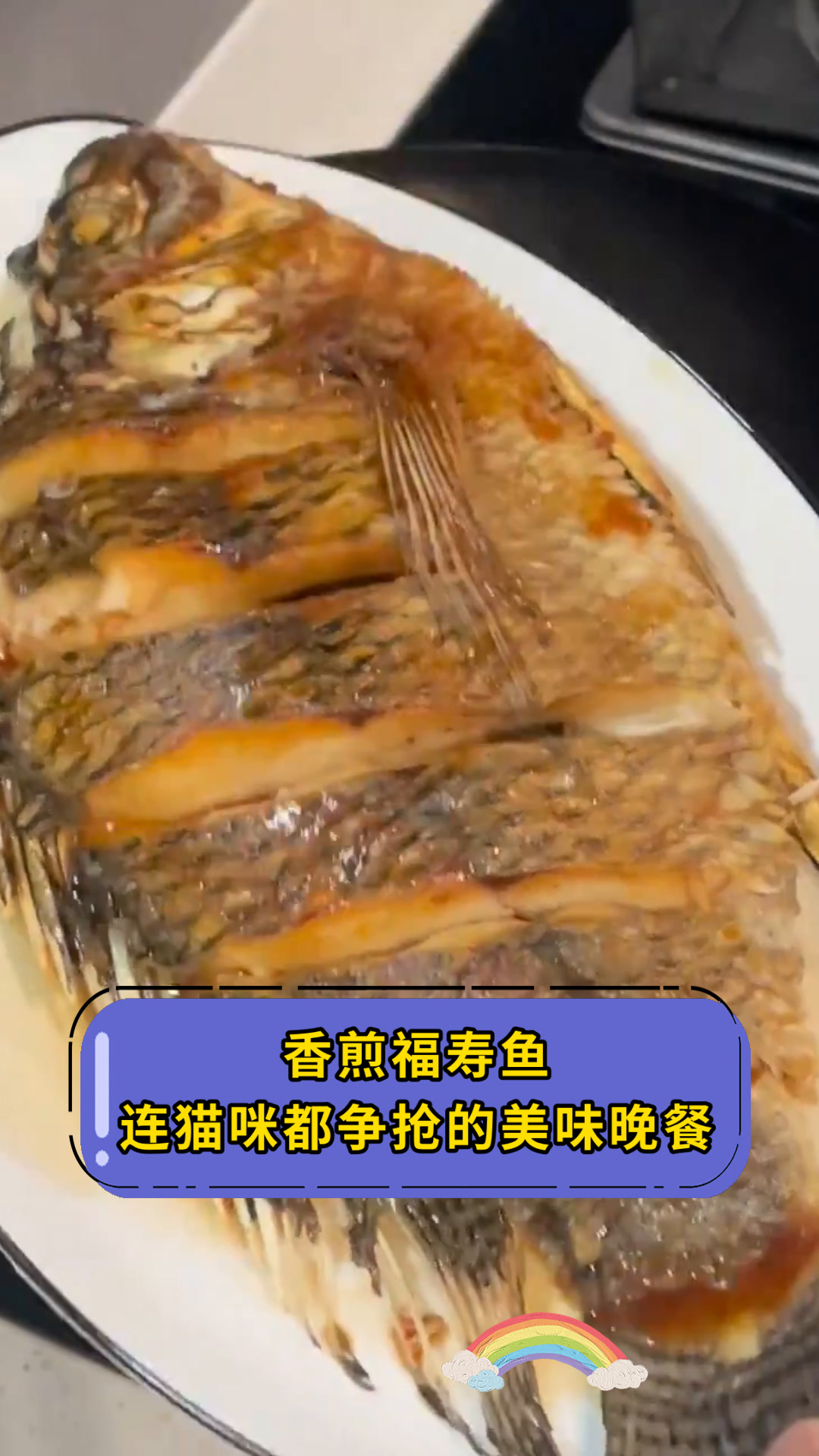 香煎福寿鱼连猫咪都争抢的美味晚餐