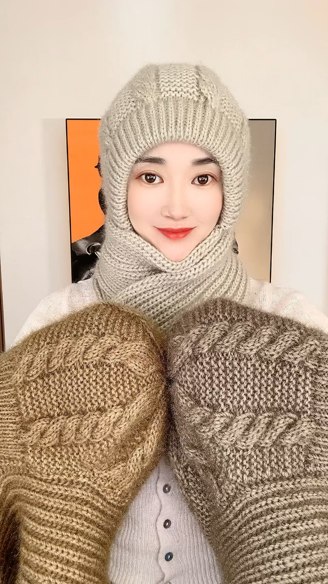 纯手工毛线编织风雪帽