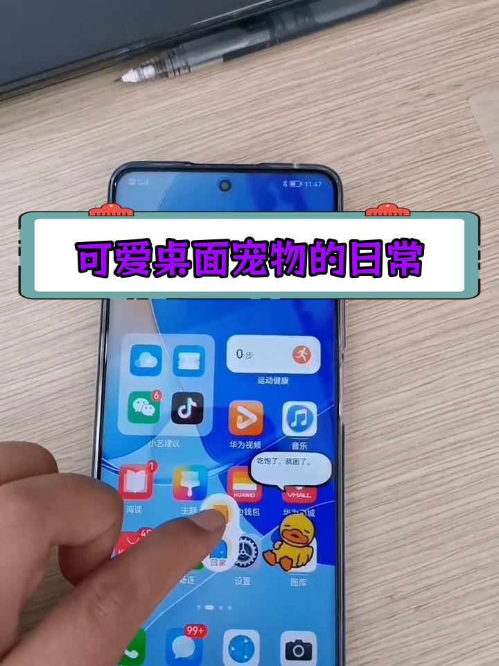 华为桌面宠物,小黄鸭与小白熊的互动乐趣