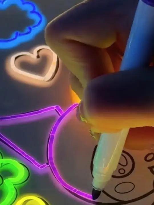 儿童发光画板 手绘可擦DIY透明亚克力夜光学习画板含支架画笔 儿童画板 儿童发光画板 简笔