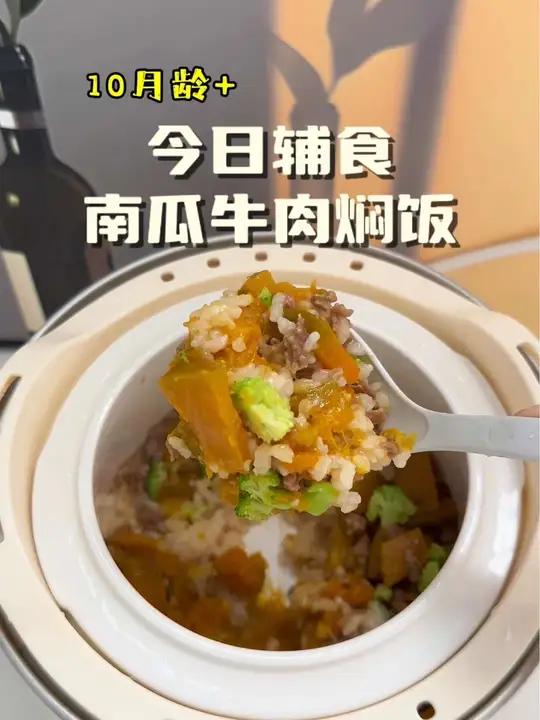 第162集|今日辅食|南瓜牛肉焖饭,饭菜一锅出,做法简单又营养,宝宝也喜欢吃～辅食 宝妈分