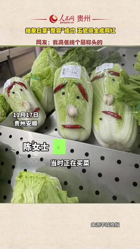 抽象白菜“整容”成功 五官俱全成网红,网友:我高低挑个最称头的  来源