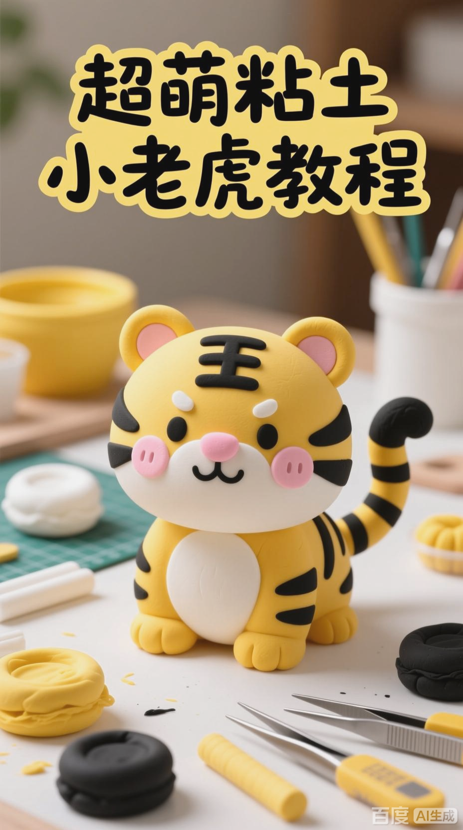 超轻粘土制作可爱小老虎
