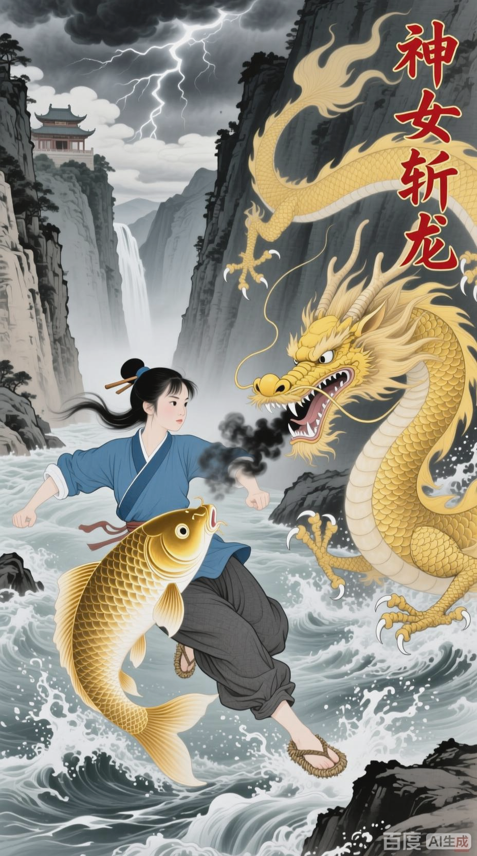 鲤鱼跳龙门，玉姑除恶龙