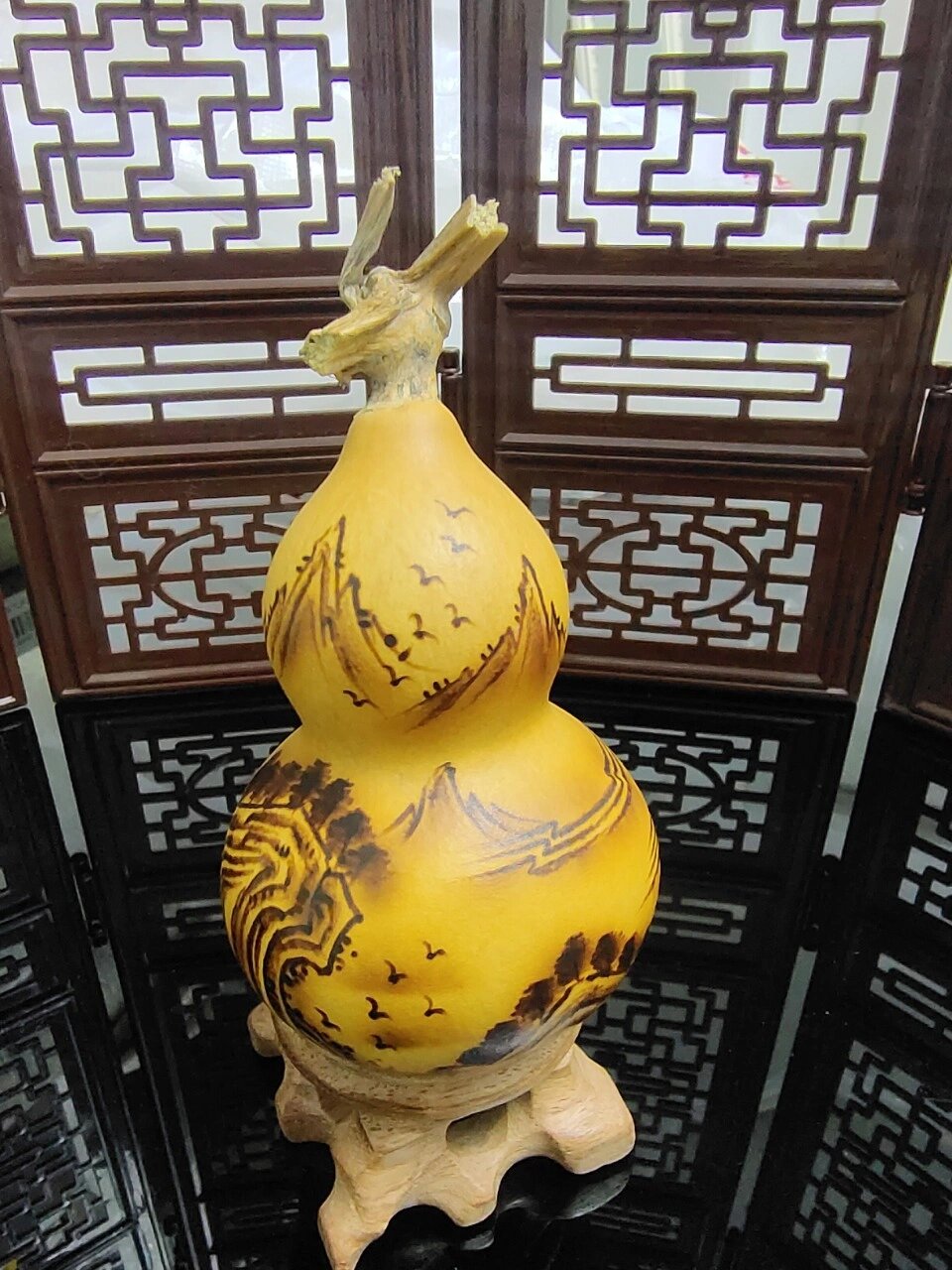 山水烙画葫芦