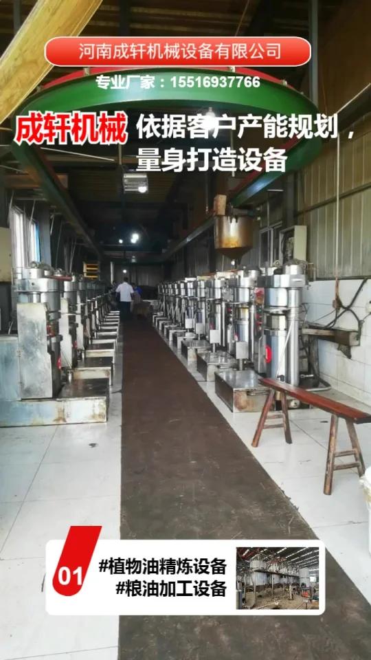 核桃油榨油生产线,炼油厂的老板注意了,成轩机械是植物油精炼设备生产厂家,榨油机,植物油精炼