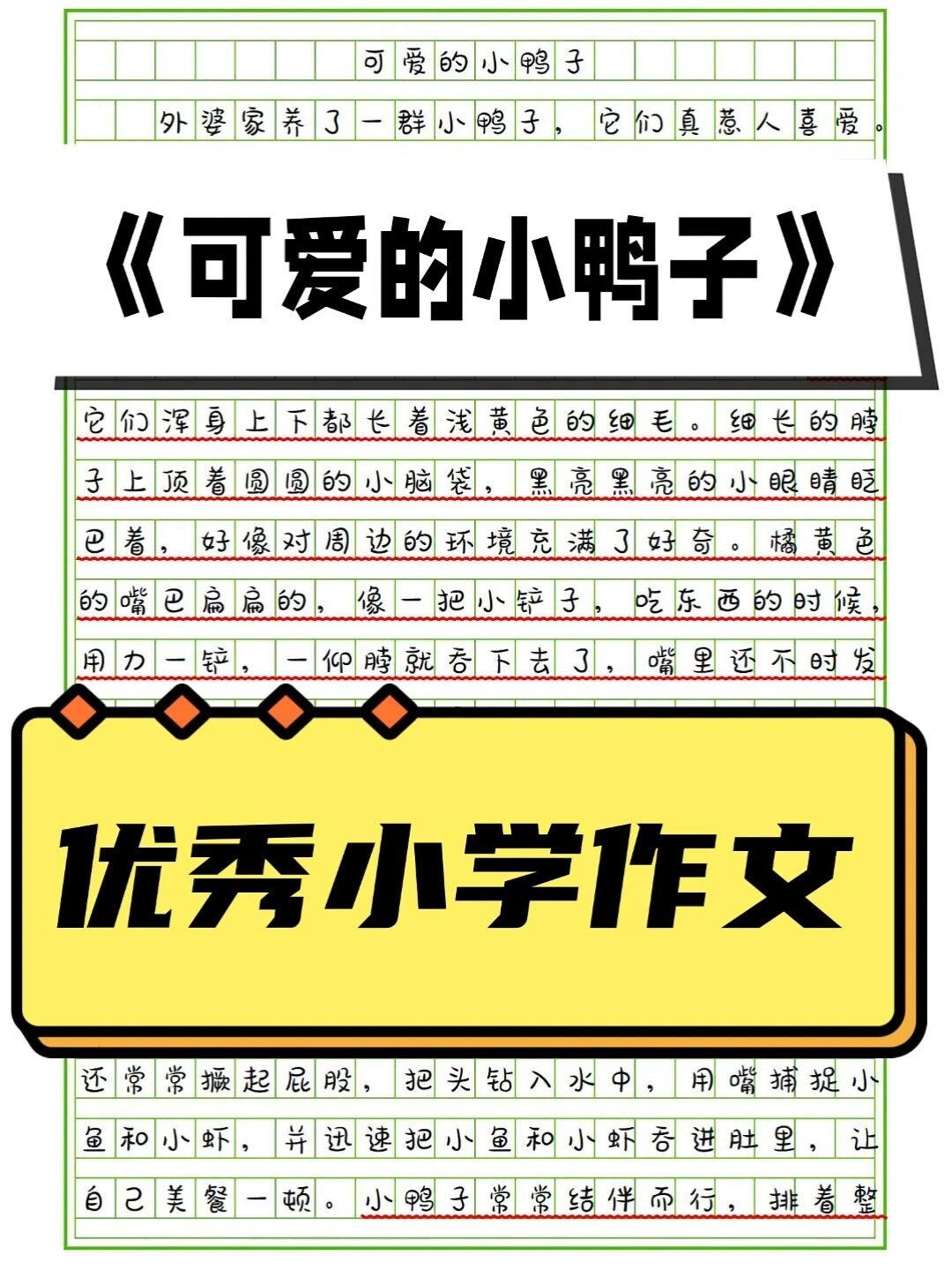 优秀作文《可爱的小鸭子》
