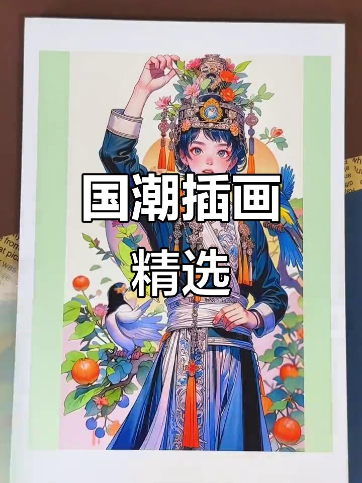 精美国潮插画,A5尺寸高清素材,适合临摹与创作