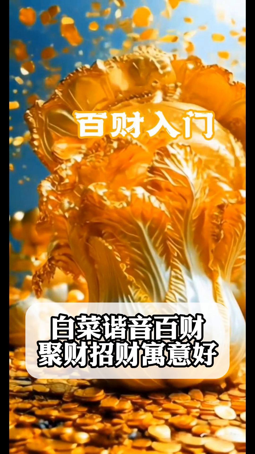 白菜谐音百财,聚财招财寓意好
