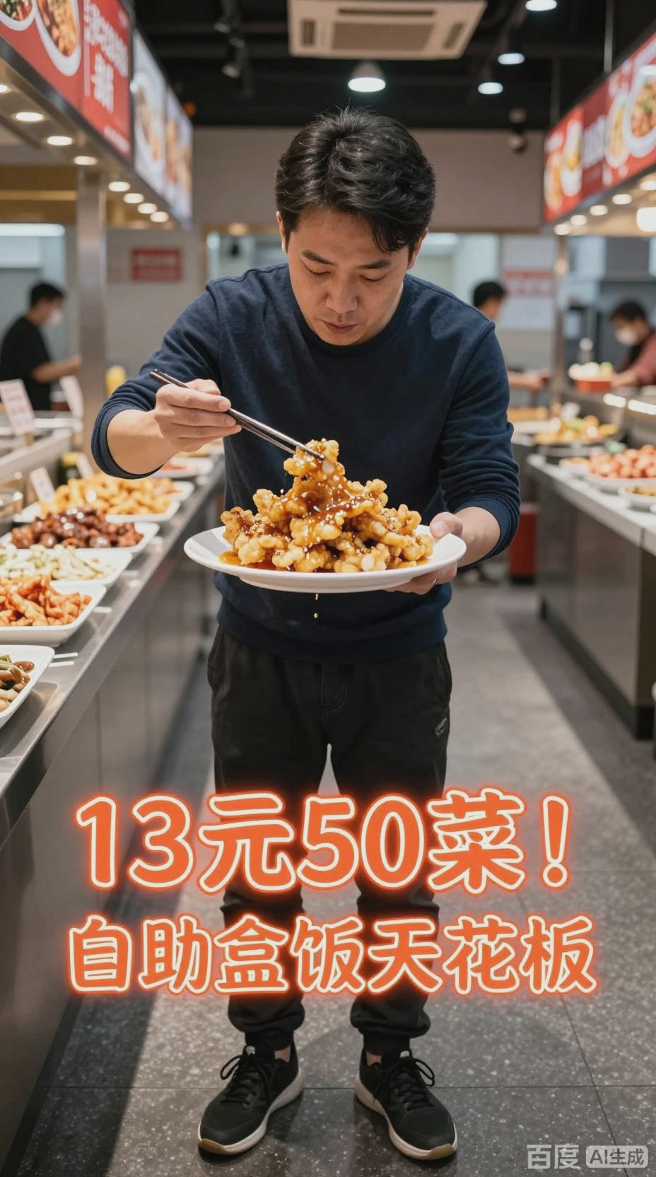 13元自助盒饭，五十多种菜品任选
