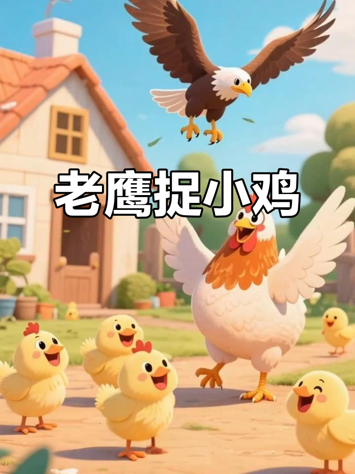 鸡妈妈勇敢保护小鸡,老鹰飞走后一切恢复平静