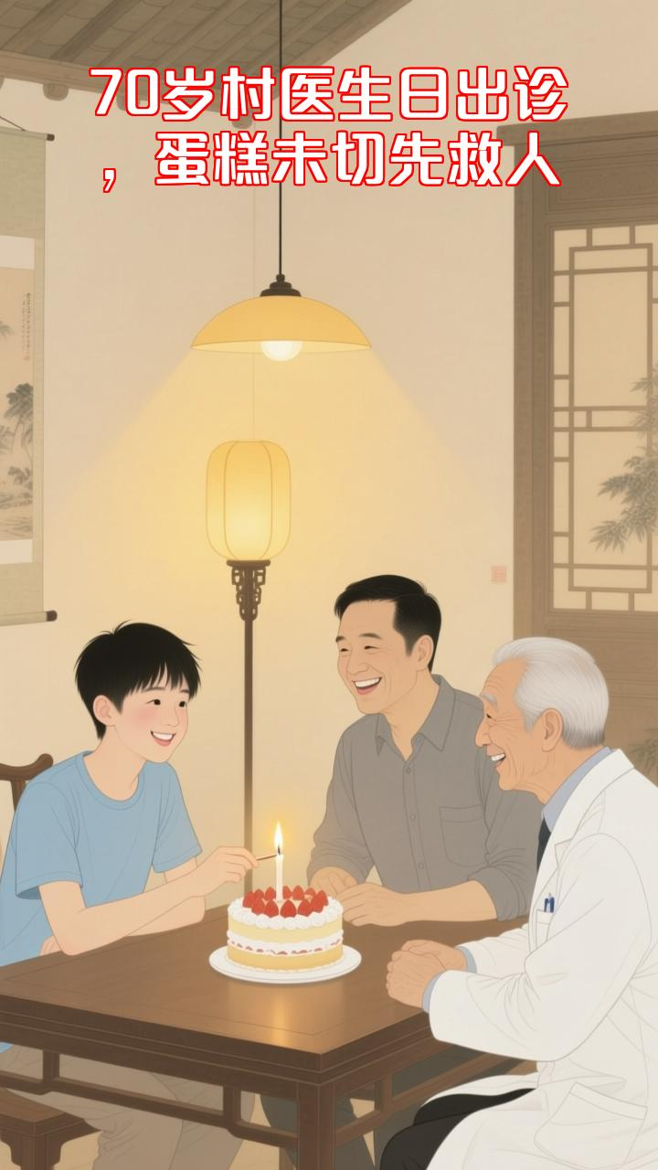 70岁的爸爸过生日,蛋糕还没切,背着个医疗箱就骑摩托出诊去了