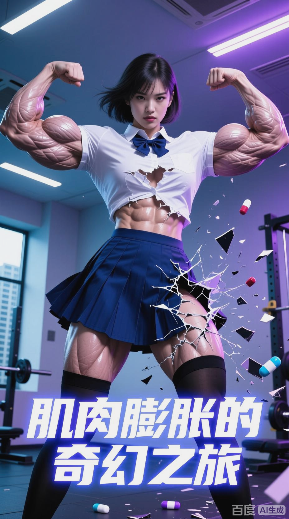 JK肌肉女肌肉膨胀的奇幻之旅