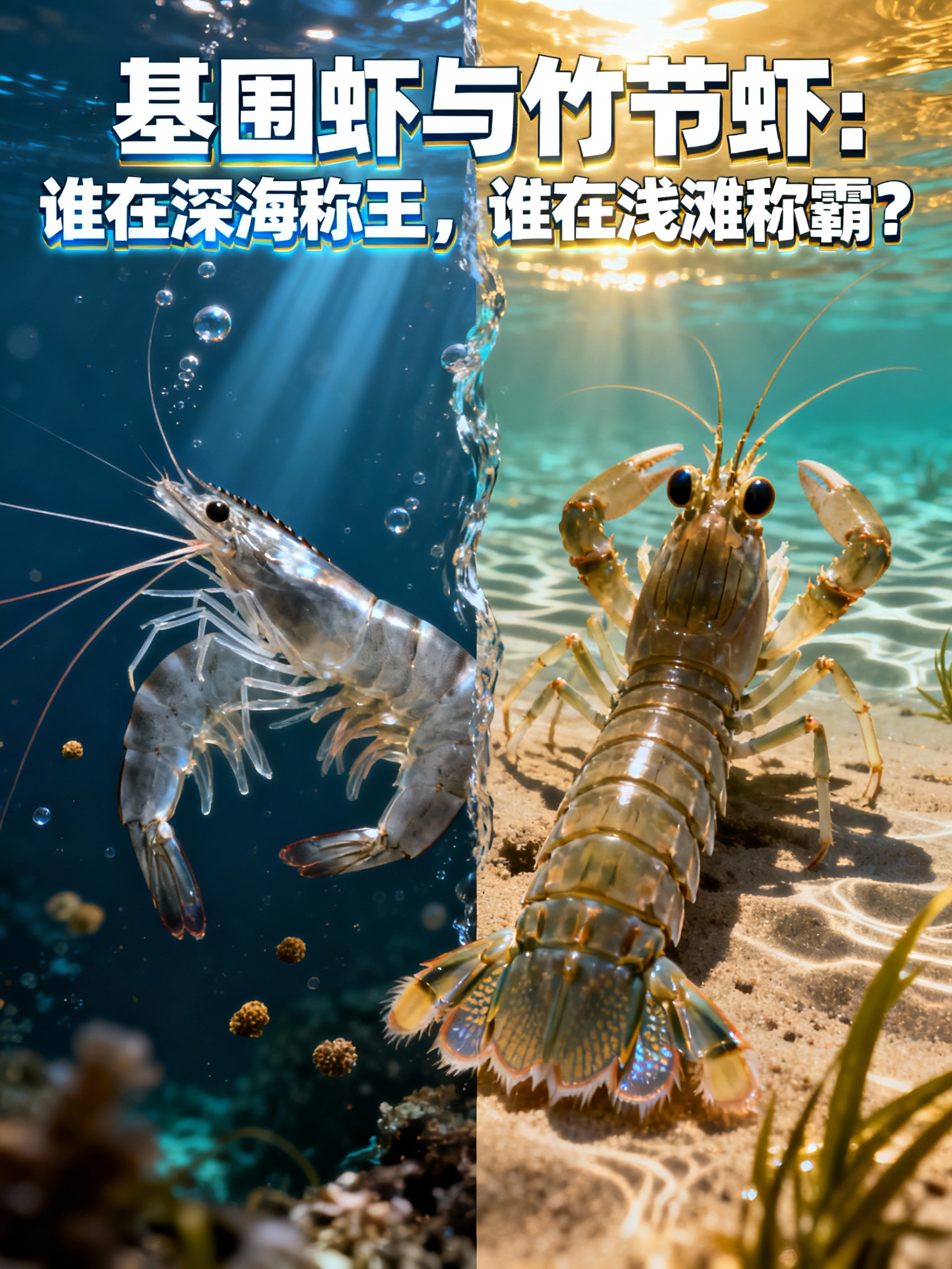 基围虾与竹节虾：谁在深海称王，谁在浅滩称霸？