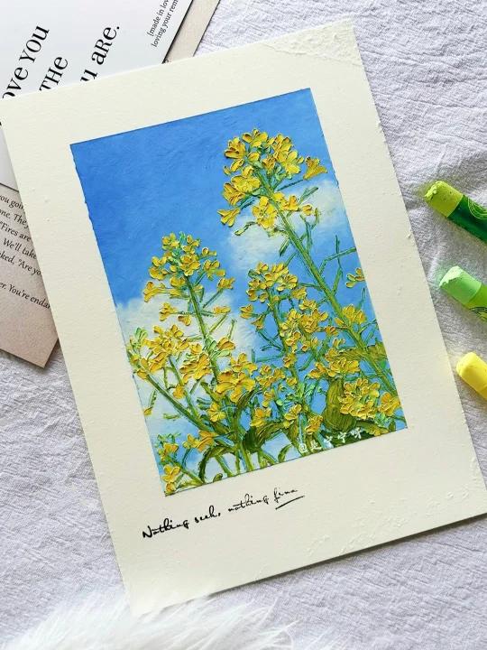 油画棒教程|清新油菜花