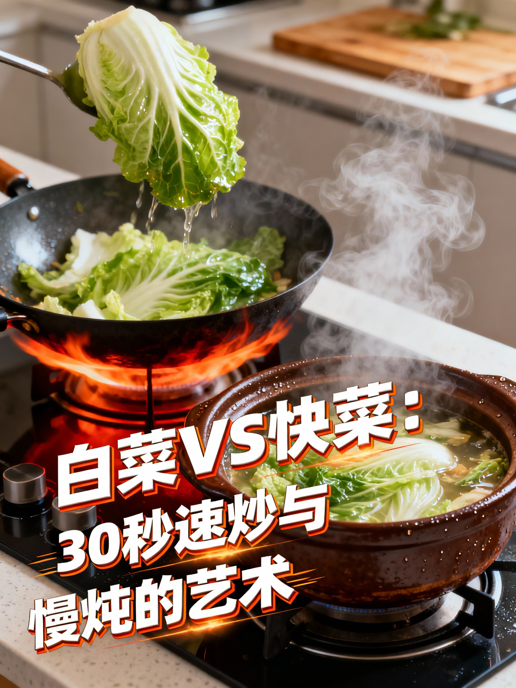 白菜VS快菜:30秒速炒与慢炖的艺术