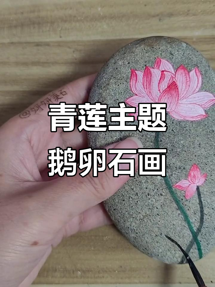 用鹅卵石拼出清廉莲花,打造独特石头画作品