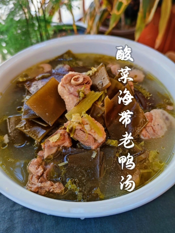 酸香开胃的酸菜海带老鸭汤,你要不要来一碗