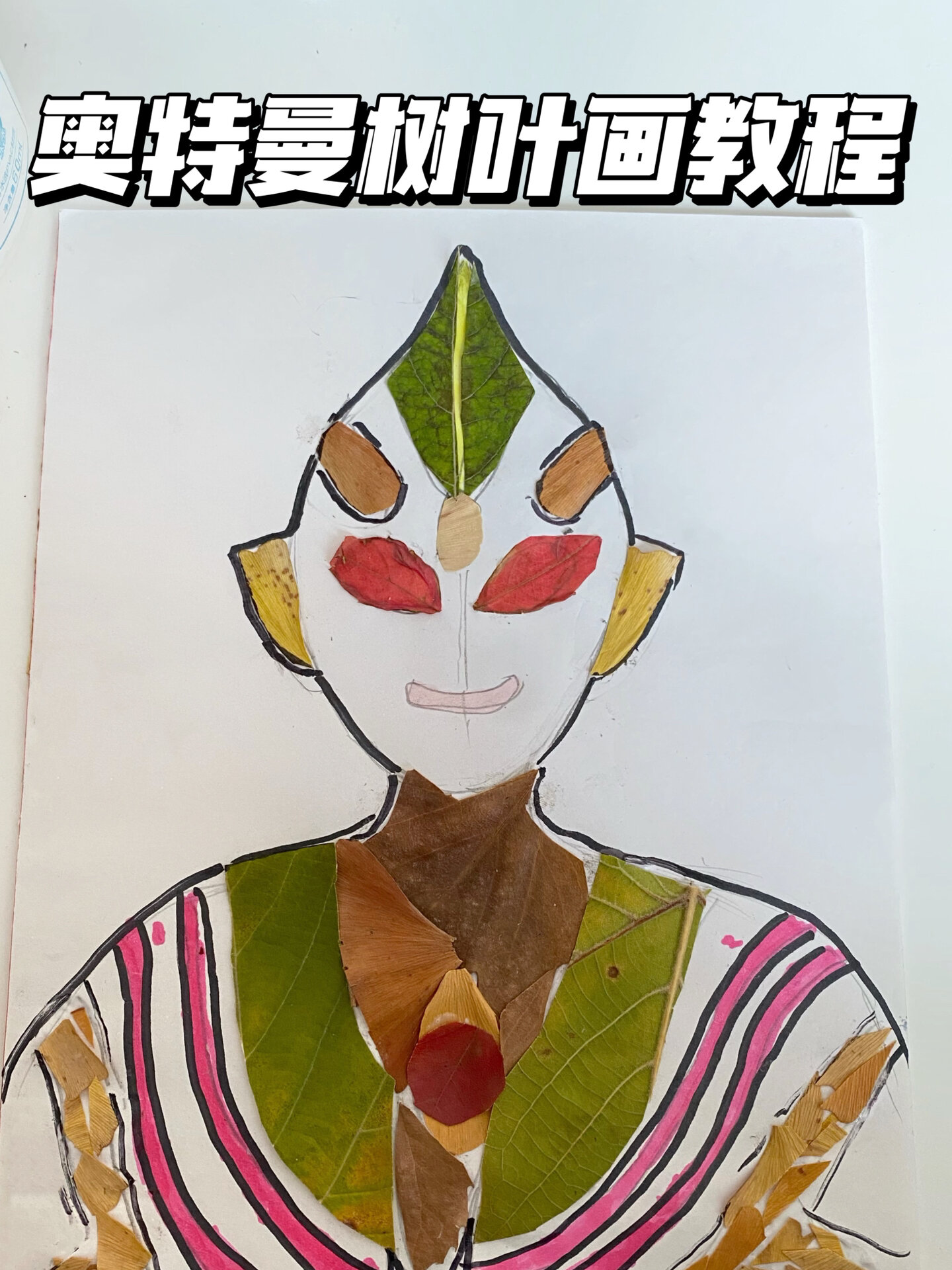 奥特曼树叶画教程来咯来咯
