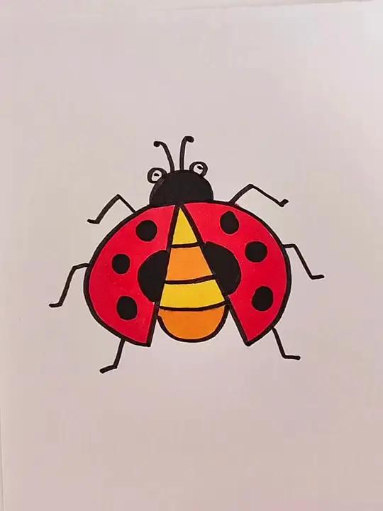 用字母A画七星瓢虫,简单好看,一起来画吧 简笔画教程 育儿简笔画 儿童画素材 一看就会系列