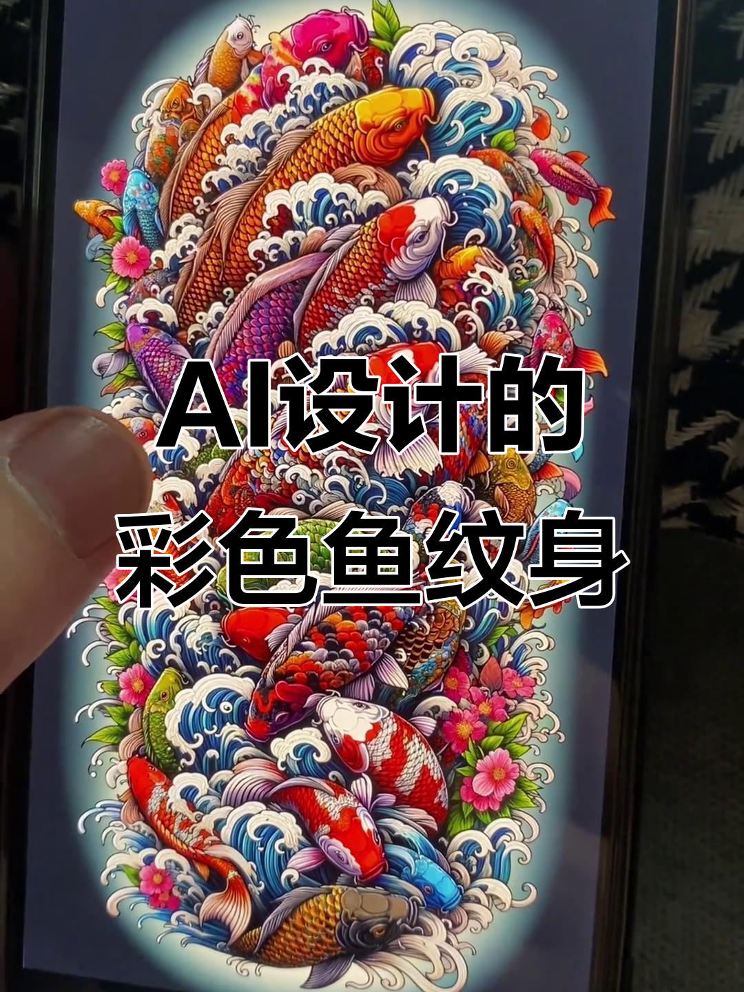 人工智能设计纹身手稿,日式风格与锦鲤的完美融合