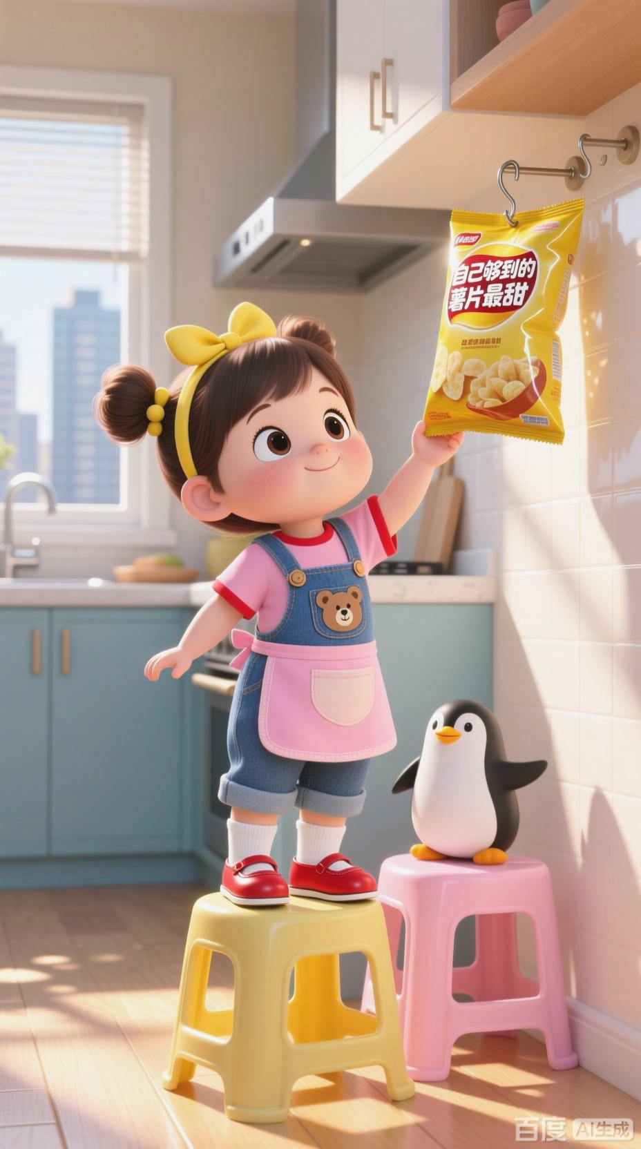 小女孩智取薯片，美味难挡