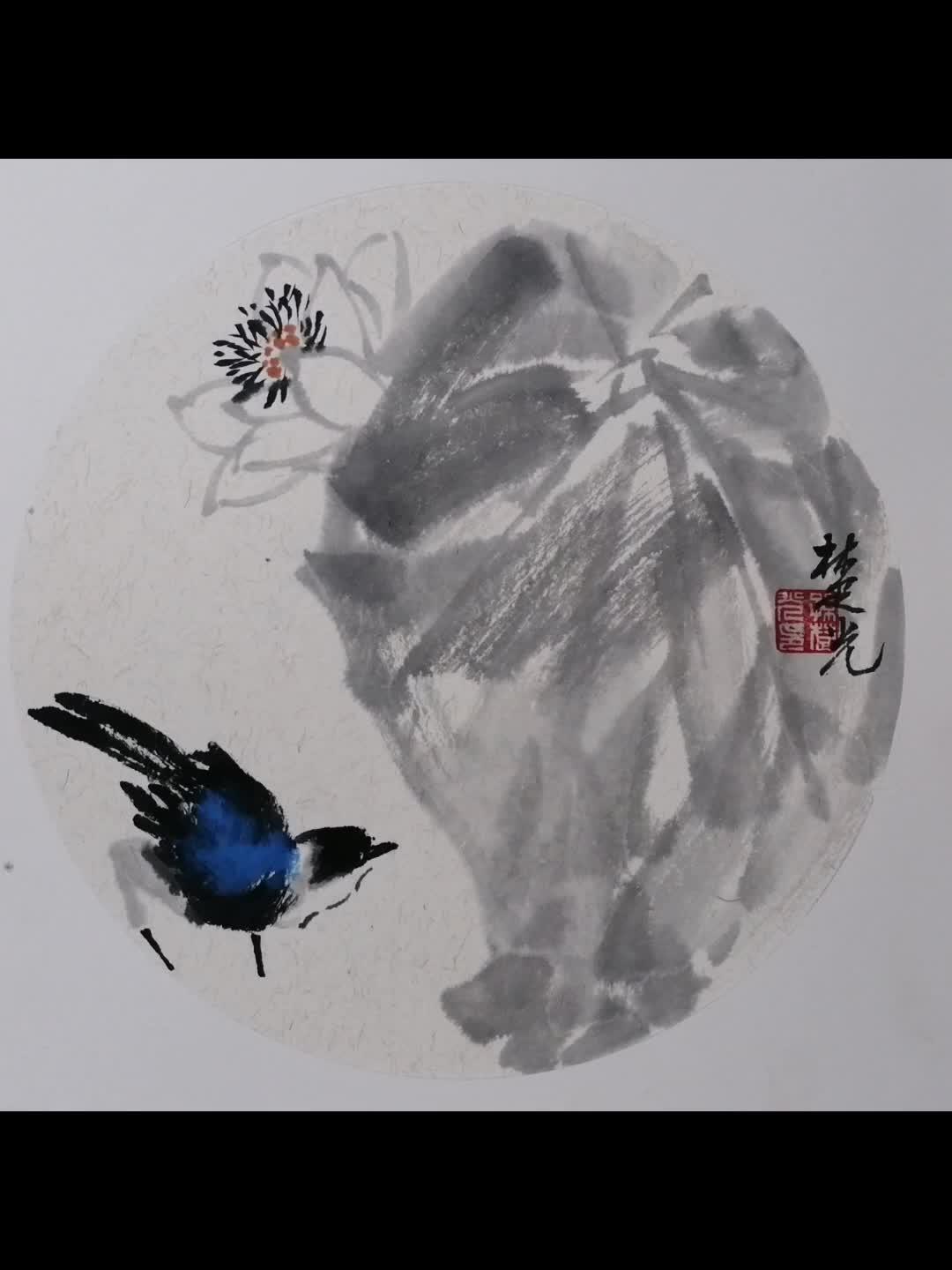 孙楚光卡纸小品大写意花鸟画作品欣赏 跟孙楚光老师学画虾 闪闪红星书画艺术培训班 大写意花鸟