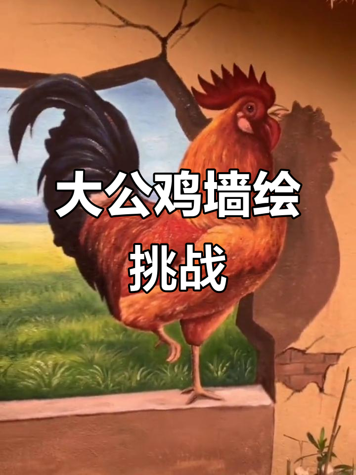 挑战极限！3D大公鸡墙体彩绘，手绘壁画惊艳全场