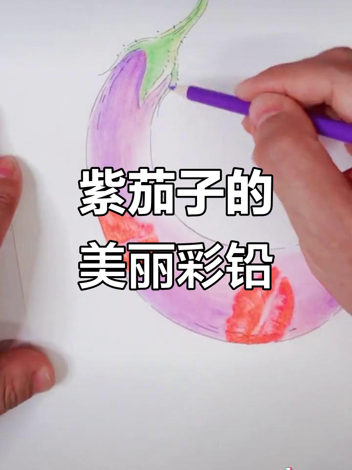 紫色茄子彩铅画,治愈系手绘艺术
