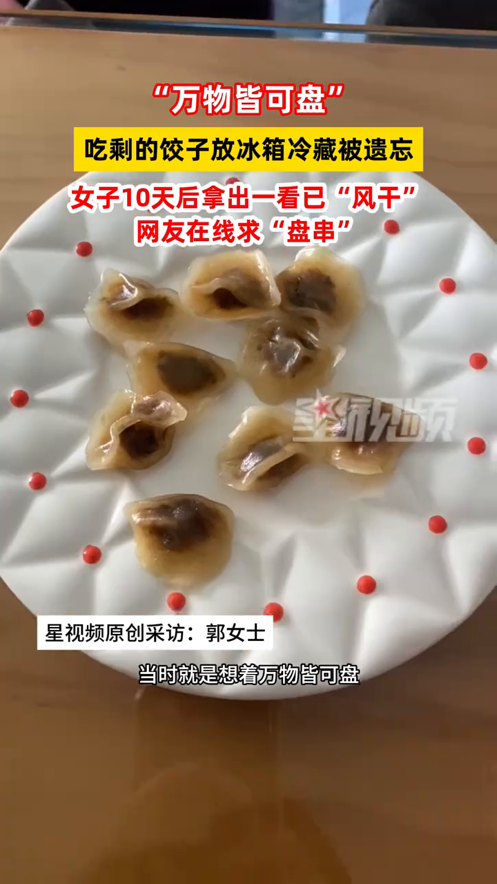 “万物皆可盘”！吃剩的饺子放冰箱冷藏，10天后拿出已“风干”