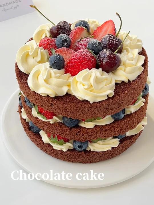 巧克力草莓裸蛋糕无需抹面!一口爱上