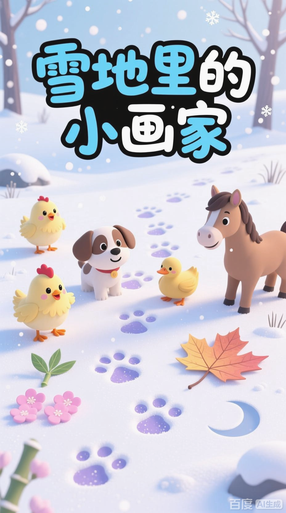 雪地里的动物小画家