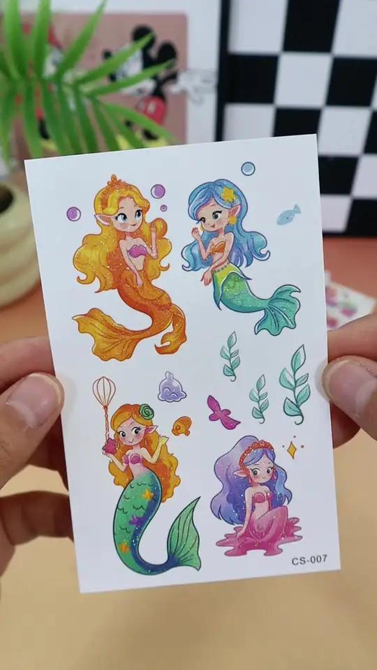 哪个小女孩能拒绝这款美人鱼纹身贴,还是布灵布灵的纹身贴 儿童纹身贴