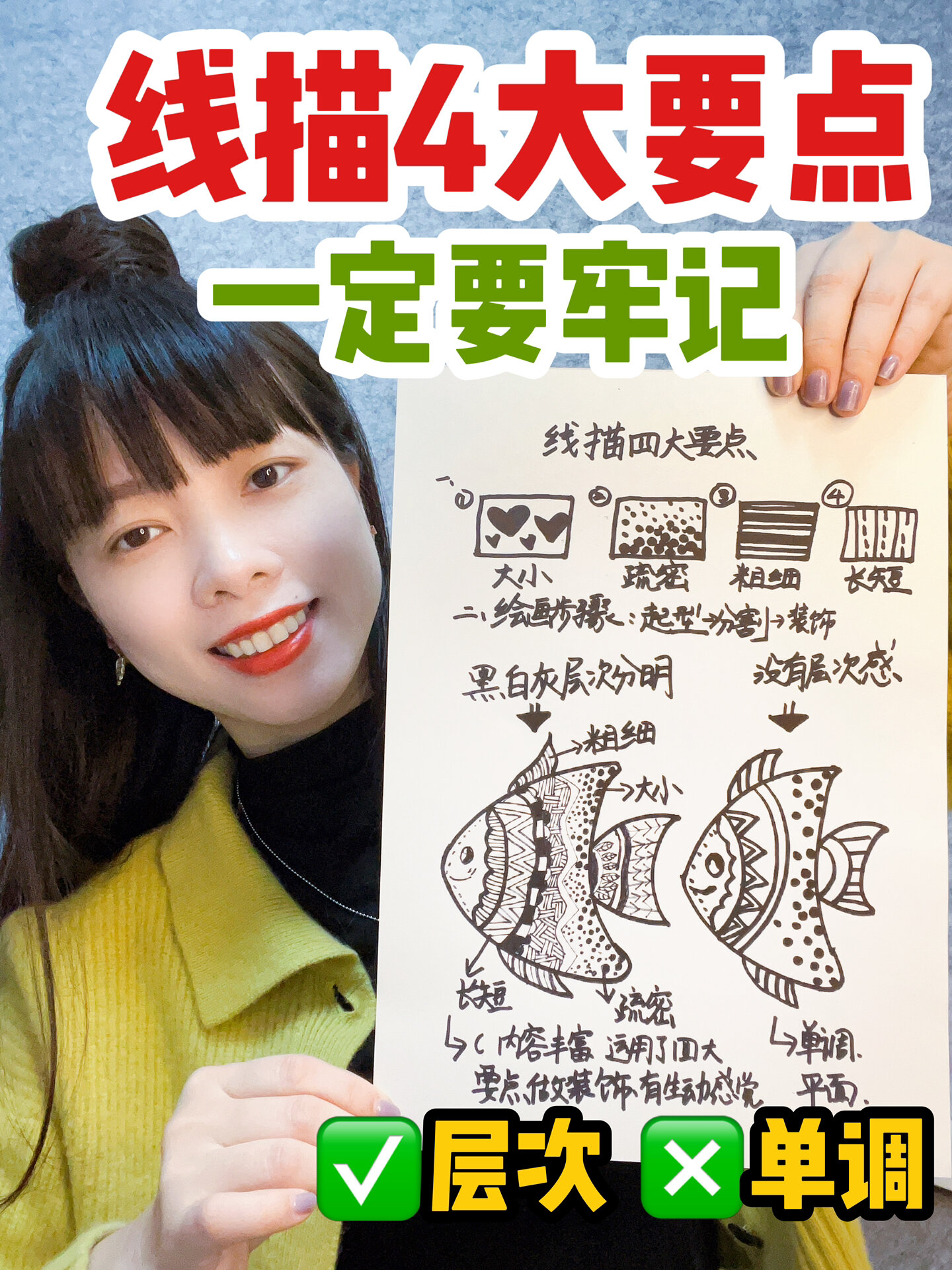 干货!画好线描的4大要点!|线描鱼儿装饰